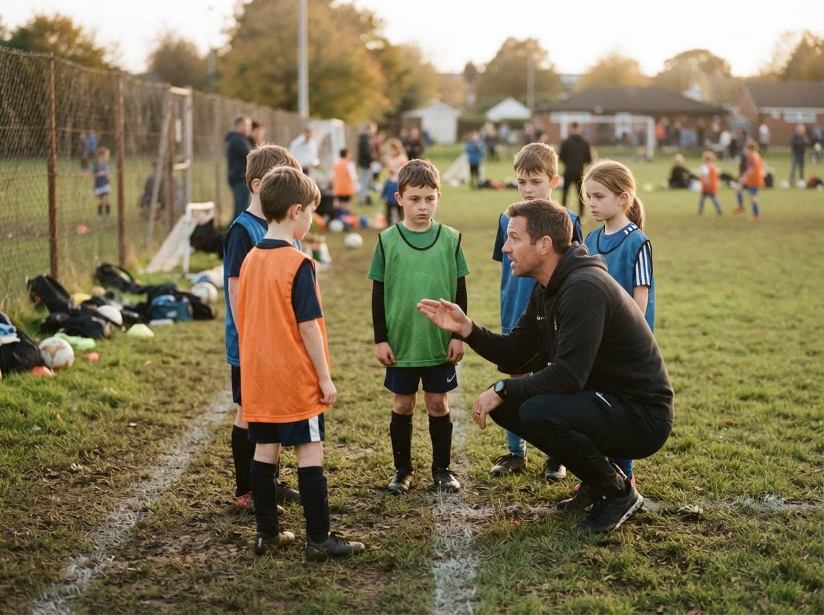 A coach on the sideline talking to their players